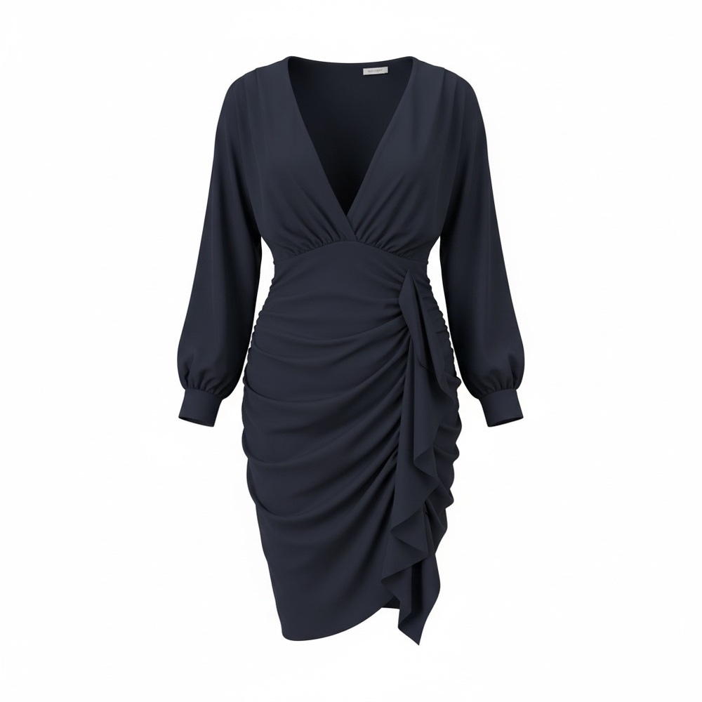 Navy Blue Front Wrap V-Neck Dress | Size M | NWOT